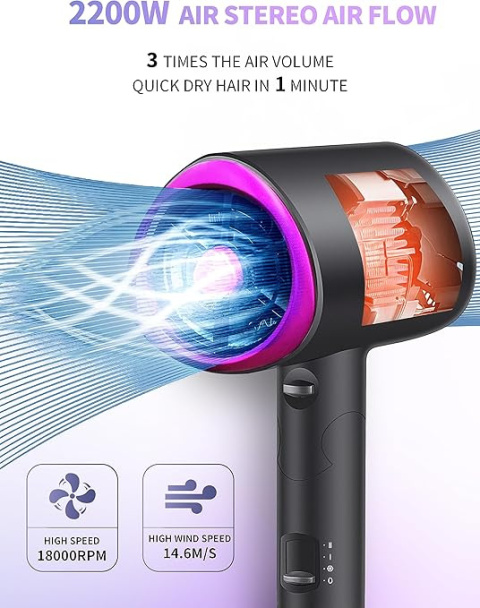 Suszarka do stylizacji włosów Składana Jonowa z dyszą i dyfuzorem 2200W