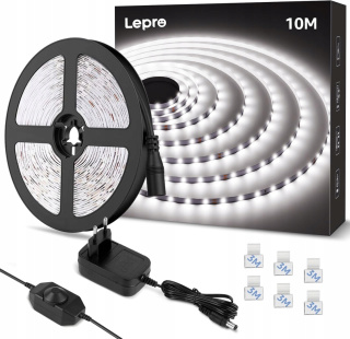 TAŚMA LED ZIMNA BIEL 6000K 10 METRÓW ŚCIEMNIALNA 10-100% 420 DIOD LED IP20