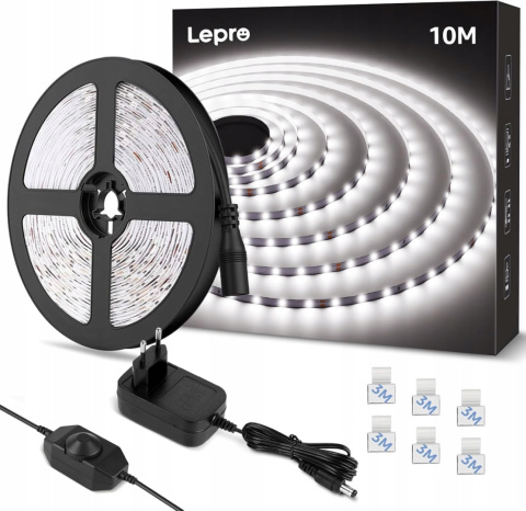 TAŚMA LED ZIMNA BIEL 6000K 10 METRÓW ŚCIEMNIALNA 10-100% 420 DIOD LED IP20 TAŚMA LED ZIMNA BIEL 6000K 10 METRÓW ŚCIEMNIALNA 10-100% 420 DIOD LED IP20
