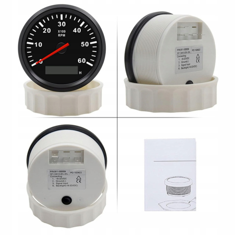 Tachometr 85 mm 6000 RPM Uniwersalny wodoodporny z czerwonym podświetleniem Tachometr 85 mm 6000 RPM Uniwersalny wodoodporny z czerwonym podświetleniem
