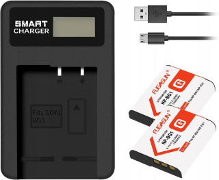 Zestaw Ładowarka do akumulatorów NP-BG1 +2x Bateria NP-BG1, 1400mAh Fugasun