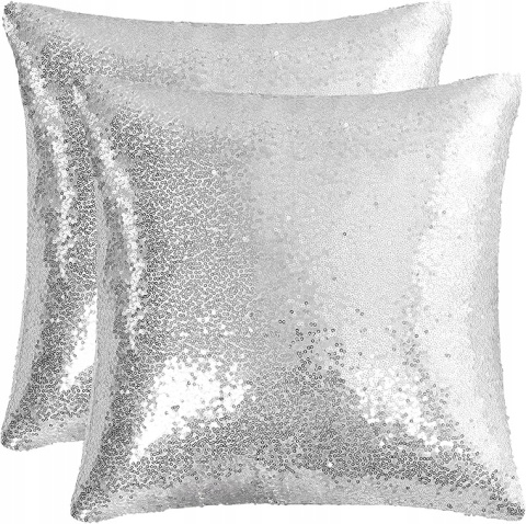 2x Poszewka Dekoracyjna z Cekinami MIULEE 40x40 cm Glamour - Srebrny 2x Poszewka Dekoracyjna z Cekinami MIULEE 40x40 cm Glamour - Srebrny