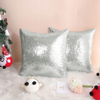2x Poszewka Dekoracyjna z Cekinami MIULEE 40x40 cm Glamour - Srebrny