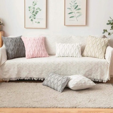 2x Poszewki Dekoracyjne Pluszowe MIULEE 50x50 cm Miękkie Puszyste - Szary