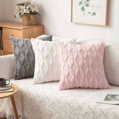 2x Poszewki Dekoracyjne Pluszowe MIULEE 50x50 cm Miękkie Puszyste - Szary