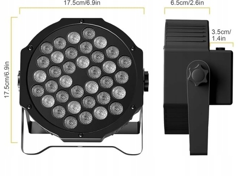 2x Reflektory Sceniczne LED RGB 36 DMX 7CH 72W z Pilotem Oświetlenie Lampy