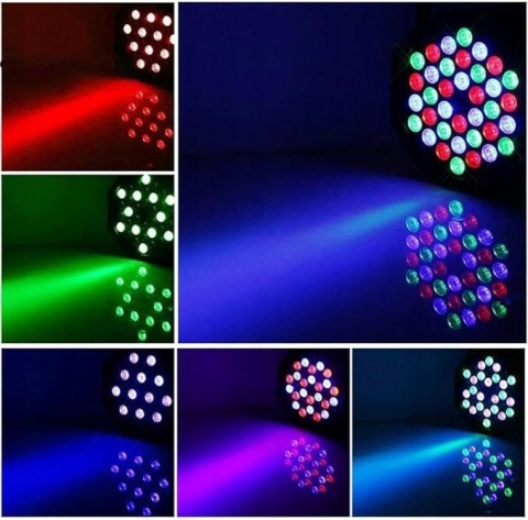 2x Reflektory Sceniczne LED RGB 36 DMX 7CH 72W z Pilotem Oświetlenie Lampy