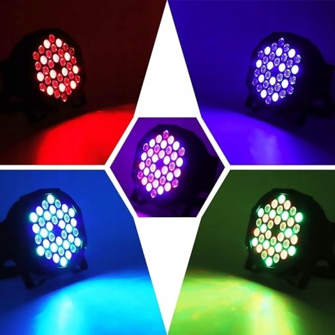 2x Reflektory Sceniczne LED RGB 36 DMX 7CH 72W z Pilotem Oświetlenie Lampy