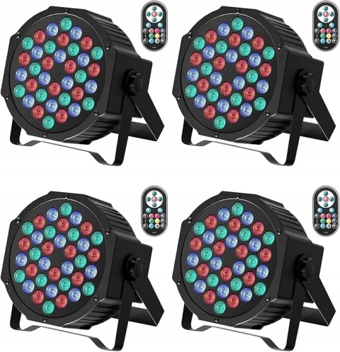 4x Reflektory LED RGB 36 DMX 7CH - 72W z Pilotem Oświetlenie Sceniczne 4x Reflektory LED RGB 36 DMX 7CH - 72W z Pilotem Oświetlenie Sceniczne