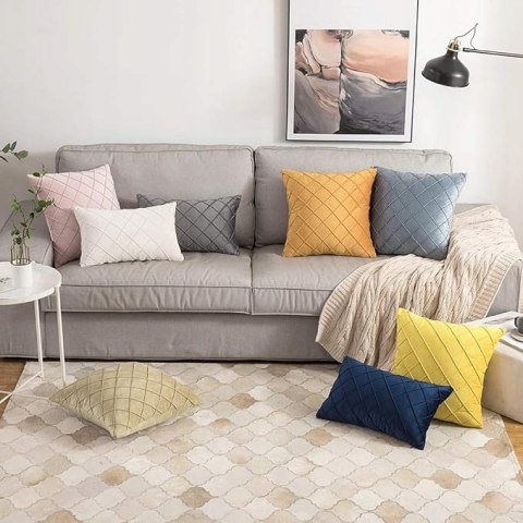 Aksamitne Poszewki na Poduszkę Dekoracyjne 45x45 cm Beżowe - Zestaw 2szt. Aksamitne Poszewki na Poduszkę Dekoracyjne 45x45 cm Beżowe - Zestaw 2szt.