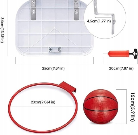 Kosz do koszykówki Obręcz 3 piłki Pompka Zestaw Mini Basketball dla dzieci