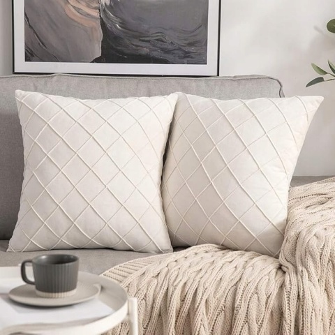 MIULEE Poszewki Aksamitne 40x40 cm 2 szt. Dekoracyjne Miękkie - Kremowy MIULEE Poszewki Aksamitne 40x40 cm 2 szt. Dekoracyjne Miękkie - Kremowy