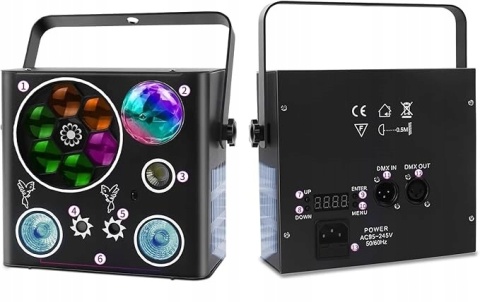 Oświetlenie Sceniczne LED 5w1 Reflektor Dyskotekowy RGB Sterowanie Muzyką Oświetlenie Sceniczne LED 5w1 Reflektor Dyskotekowy RGB Sterowanie Muzyką