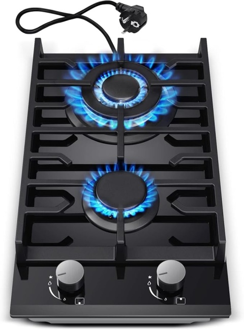 Płyta Gazowa 30 cm 2-Palnikowa 5200W Hartowane Szkło Gaz Ziemny/LPG Czarna Płyta Gazowa 30 cm 2-Palnikowa 5200W Hartowane Szkło Gaz Ziemny/LPG Czarna