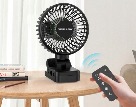 Wiatrak Wentylator z Klipsem LED + Pilot + Timer Akumulator 4000 mAh USB