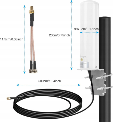 Antena Zewnętrzna do Routera Modemu 4G LTE SMA/TS9 Wzmacniająca 10-12 dBi