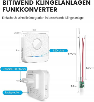 BITIWEND Dzwonek radiowy, zestaw rozszerzający dzwonek do drzwi