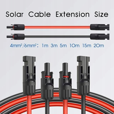 Przewód solarny o przekroju 6 mm² Kabel Fotowoltaiczny Przedłużacz 1m