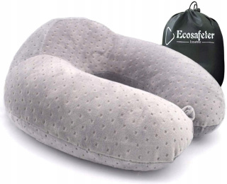 Ecosafeter Przenośna poduszka podróżna Szara memory foam