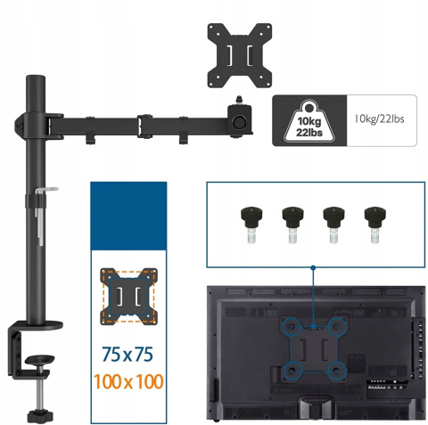 UCHWYT DO MONITORA BONTEC 13"-32" 10 kg